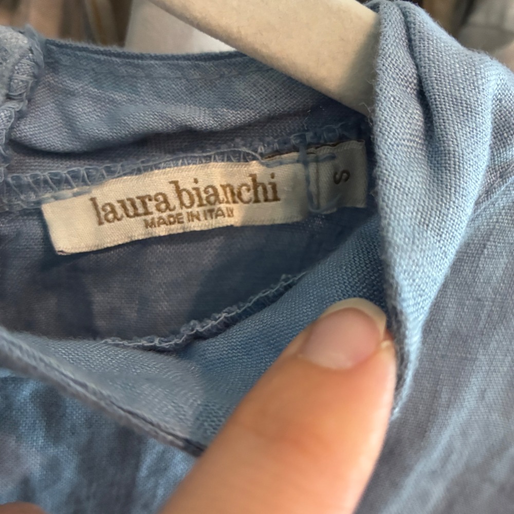 Laura Bianchi Asymmetrical Eyelet‎ Ruffle Top Womens S Blue Coquettegirl Boho - Picture 4 of 6